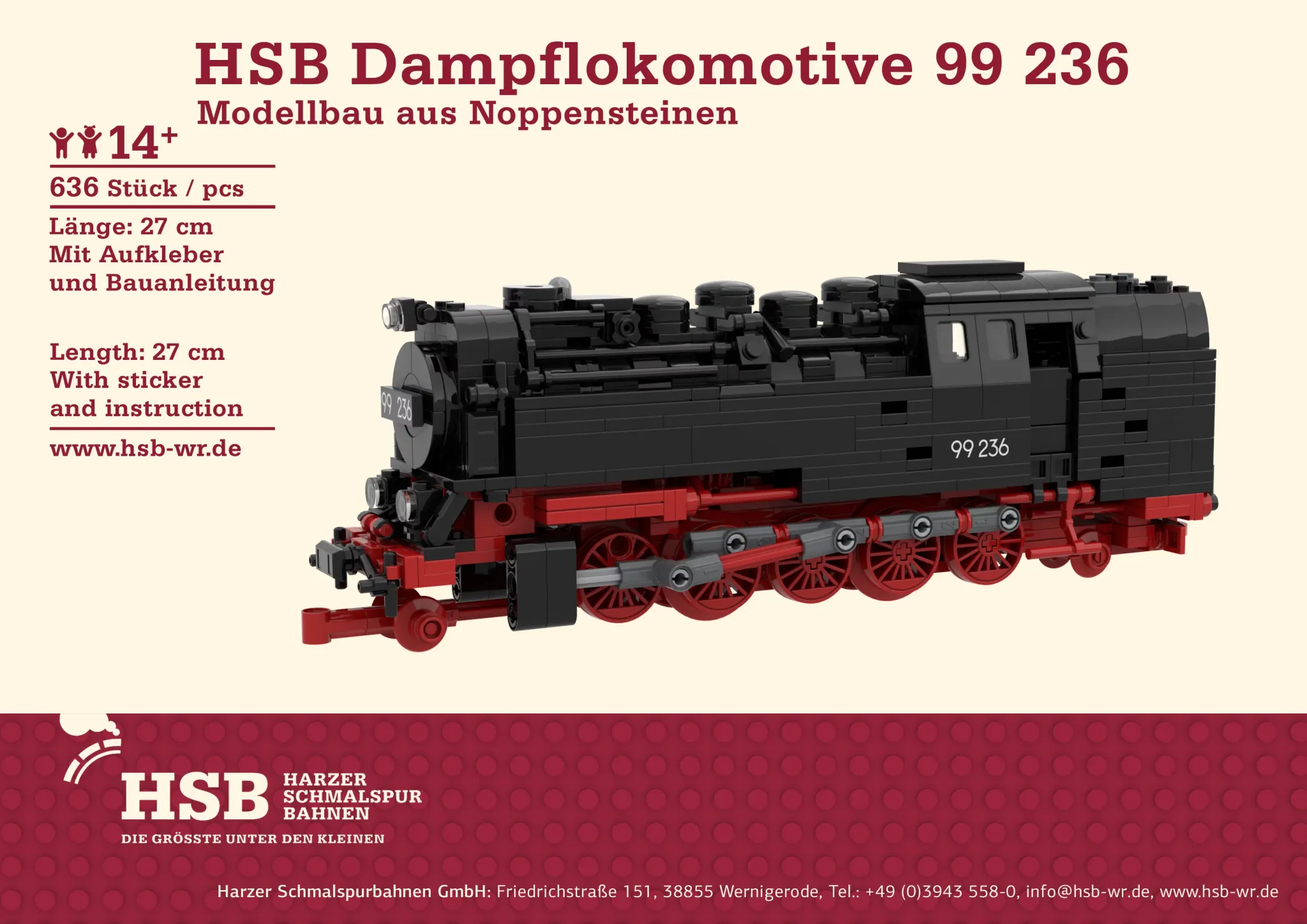HSB Dampflokomotive - Konzept aus Klemmbausteinen